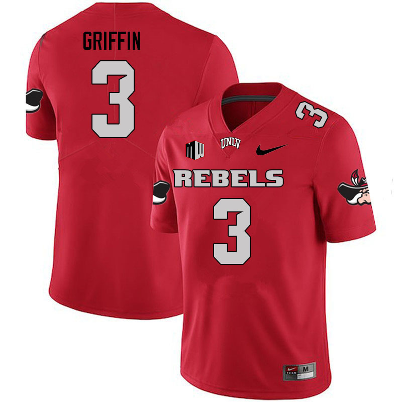 Men #3 Zyell Griffin UNLV Rebels College Football Jerseys Stitched Sale-Scarlet - Click Image to Close